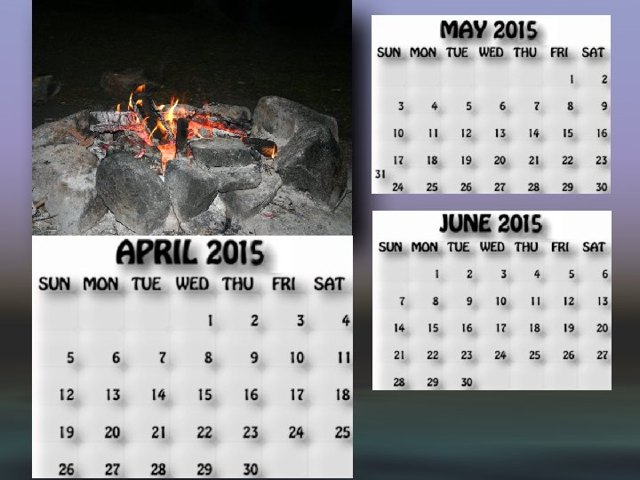 April, May, June 2015 calendar