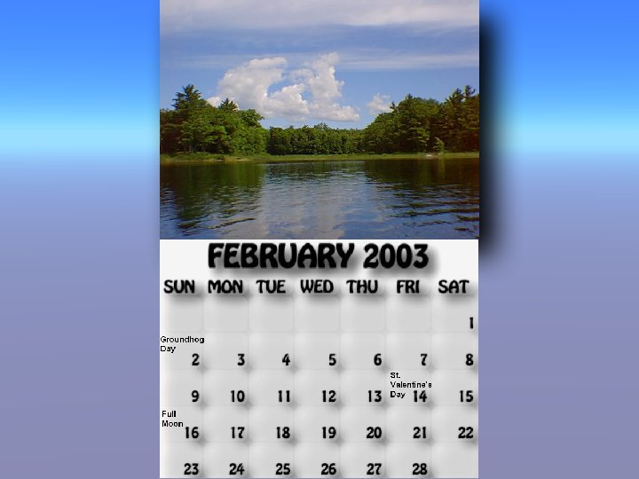 February 2003 calendar. Shoreline along McCrae Straits.