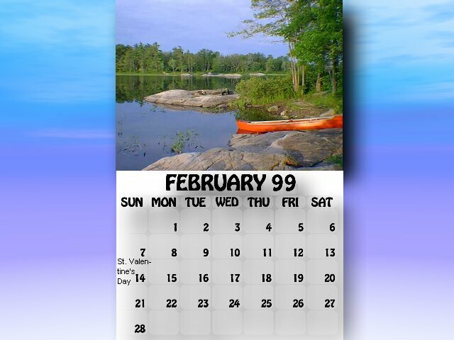 February 1999 calendar. Due south of Sandy Point by southwest of Elephant Rock.