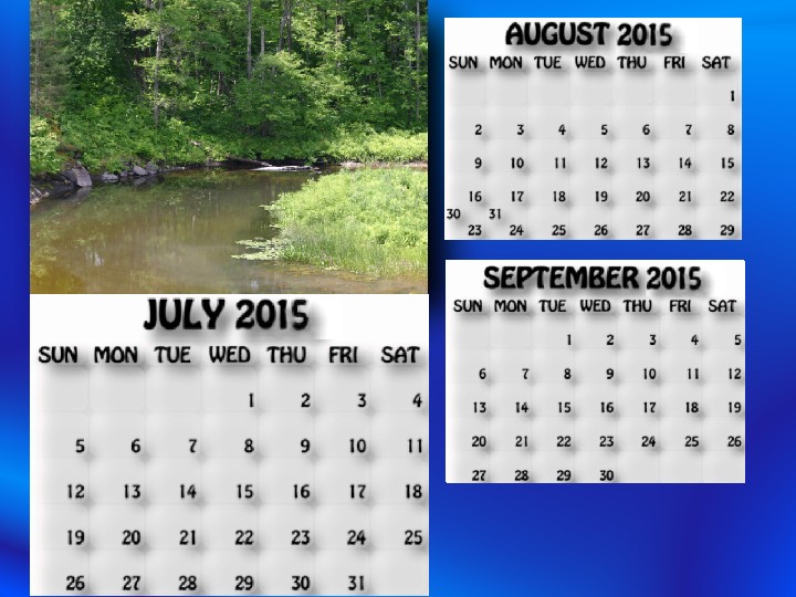 July, August, September 2015 calendar