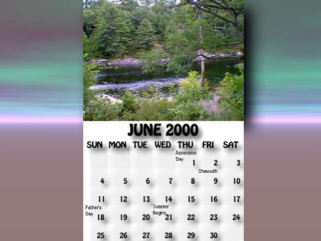 June 2000 calendar. The McDonald River just past the rapids.