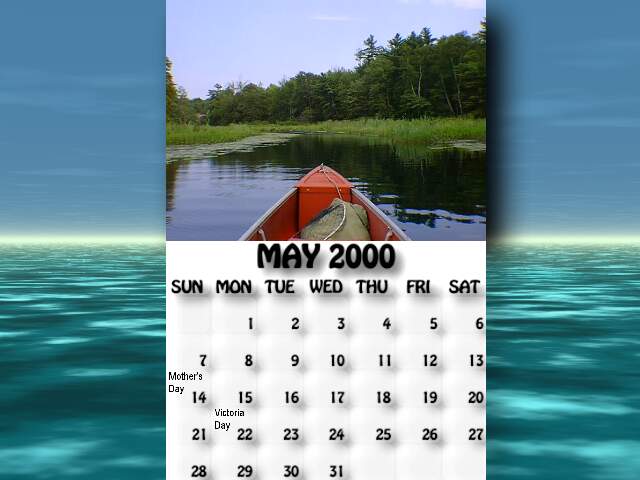 May 2000 calendar. The McDonald River around the corner from McCrae Lake.