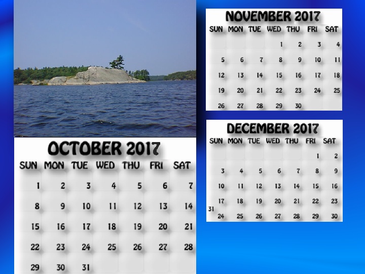 October, November, December 2017 calendar