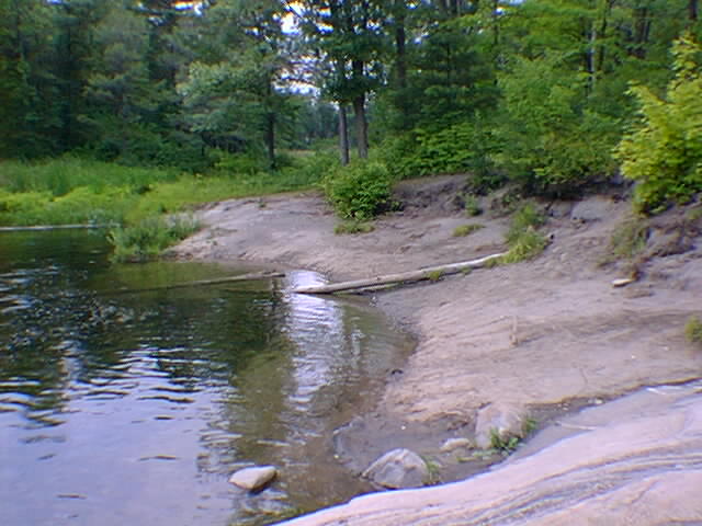 The beach at the end of the rapids portage.